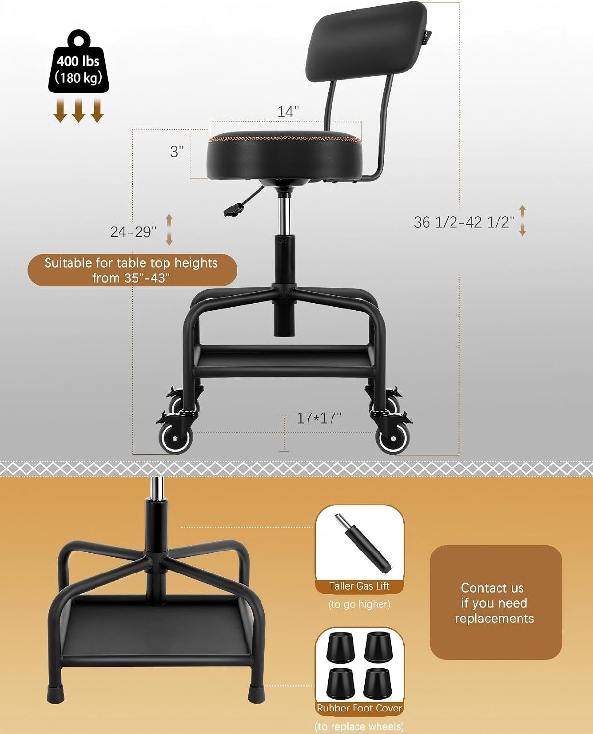 Rolling Garage Shop Stool With - Tools Mechanical Workshop ulasan dan harga